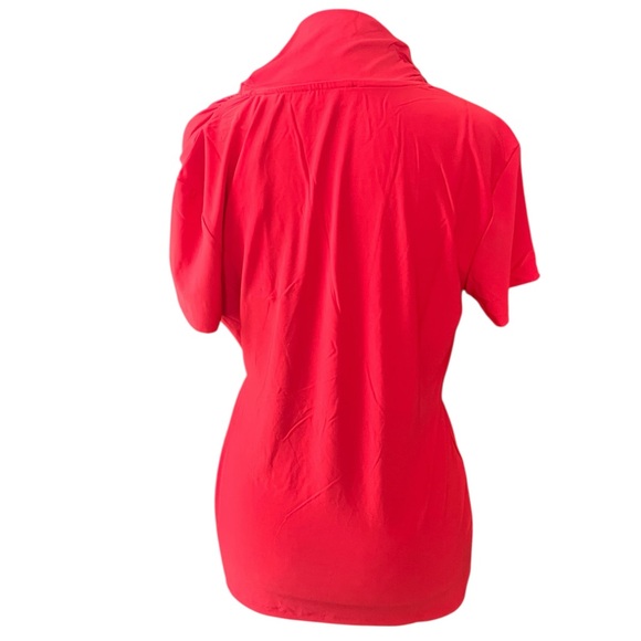 Women's Tahari Short Sleeve Wrap Tee in Red, Size S - Picture 2 of 6